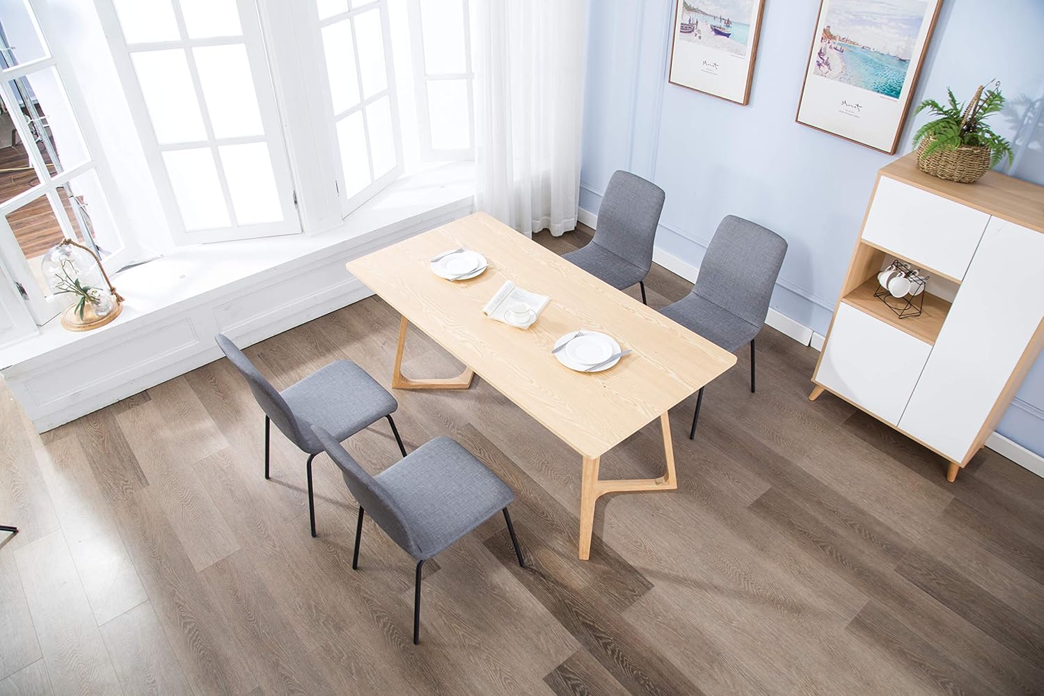 Kitchen Dining Chairs Set of 4 Waterproof Fabric Side Chairs Sturdy Metal Legs Home Kitchen Living Room Table (Brown) - Table & Chair Sets
