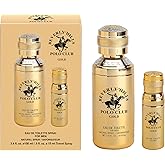 Beverly Hills Polo Club Gold Men's Eau De Toilette Cologne Bonus Pack - Captivating, Long-Lasting Fragrance for Him - 3.4oz Full Size + 0.5oz Travel Spray Set
