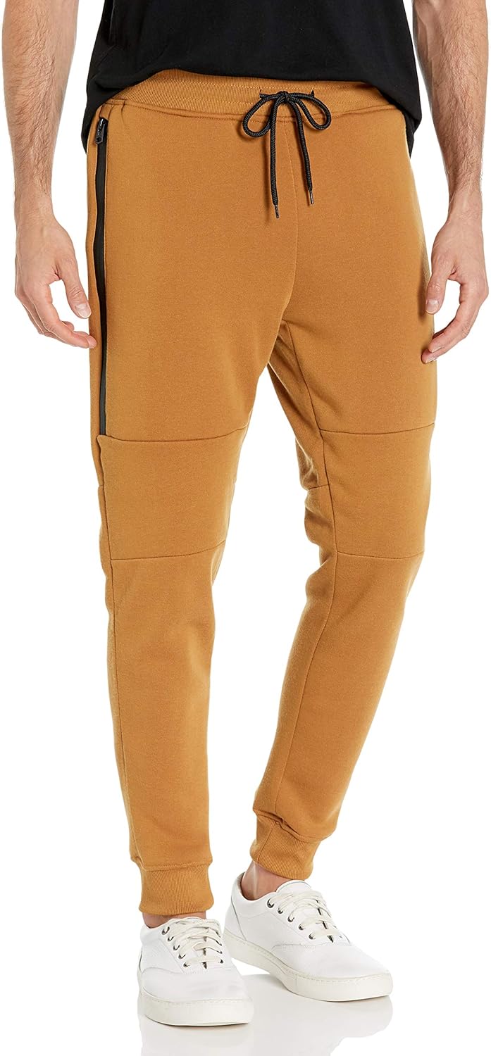 Southpole Men's Active Basic Jogger Fleece Pants (Moto and Zipper Details): Clothing