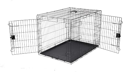 Brand Dog Crate XXL Metal Cage with Tray and Two Doors 106.7 cm Black