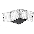 Amazon Basics Durable,Foldable Metal Wire Dog Crate with Tray, Double Door, 42 x 28 x 30 in, Black