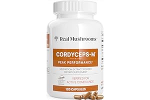 Real Mushrooms Supplement Capsules - Cordyceps Mushroom Powder Rich in Beta Glucans - Mushroom Pills Cordyceps for Energy and Performance - Vegan, Non-GMO, No Grain Fillers, 120 ct