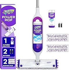 Swiffer PowerMop Multi-Surface Mop Kit for Floor Cleaning, Includes PowerMop, 2 Mopping Pad Refills, 1 Cleaning Solution with