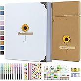 Vienrose DIY Scrapbook Photo Album Kit with Pens Tapes and Stickers 60 Pages Hardcover 8.5x11 Inches 3 Rings Removable Black Paper Scrapbooking Gift for Lover Friends Kids Wedding Valentine's White
