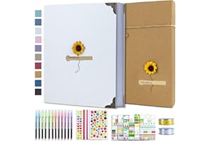 Vienrose DIY Scrapbook Photo Album Kit with Pens Tapes and Stickers 60 Pages Hardcover 8.3x10.5 Inches 3 Rings Removable Blank Paper Scrapbooking for Lover Friends Kids Wedding White
