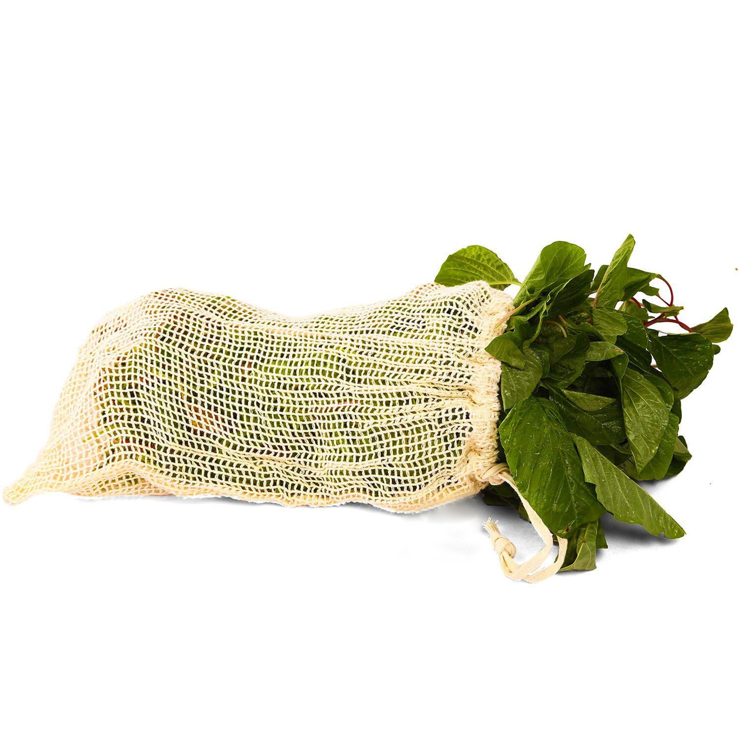 Reusable Produce Bags, DayBuy Organic Cotton Grocery Bag[Natural Cotton Mesh is Biodegradable][Zero-Waste] for Grocery Shopping and Storage, Recyclable, Washable - Set of 9 (3 ea. S, M, L)