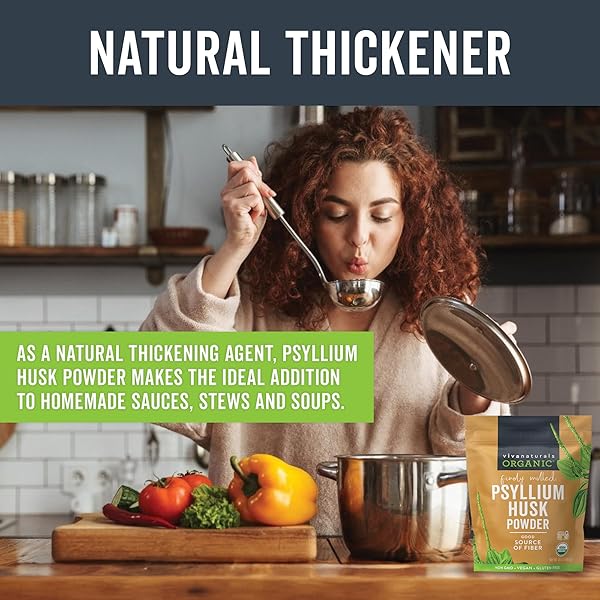 VIVA NATURALS ORGANIC PSYLLIUM HUSK POWDER, 24 OZ – FINELY GROUND, UNFLAVORED, VEGAN, KETO, PALEO, NON-GMO PLANT-BASED SUPERFOOD, GOOD SOURCE OF FIBER FOR GLUTEN-FREE BAKING, JUICES & SMOOTHIES