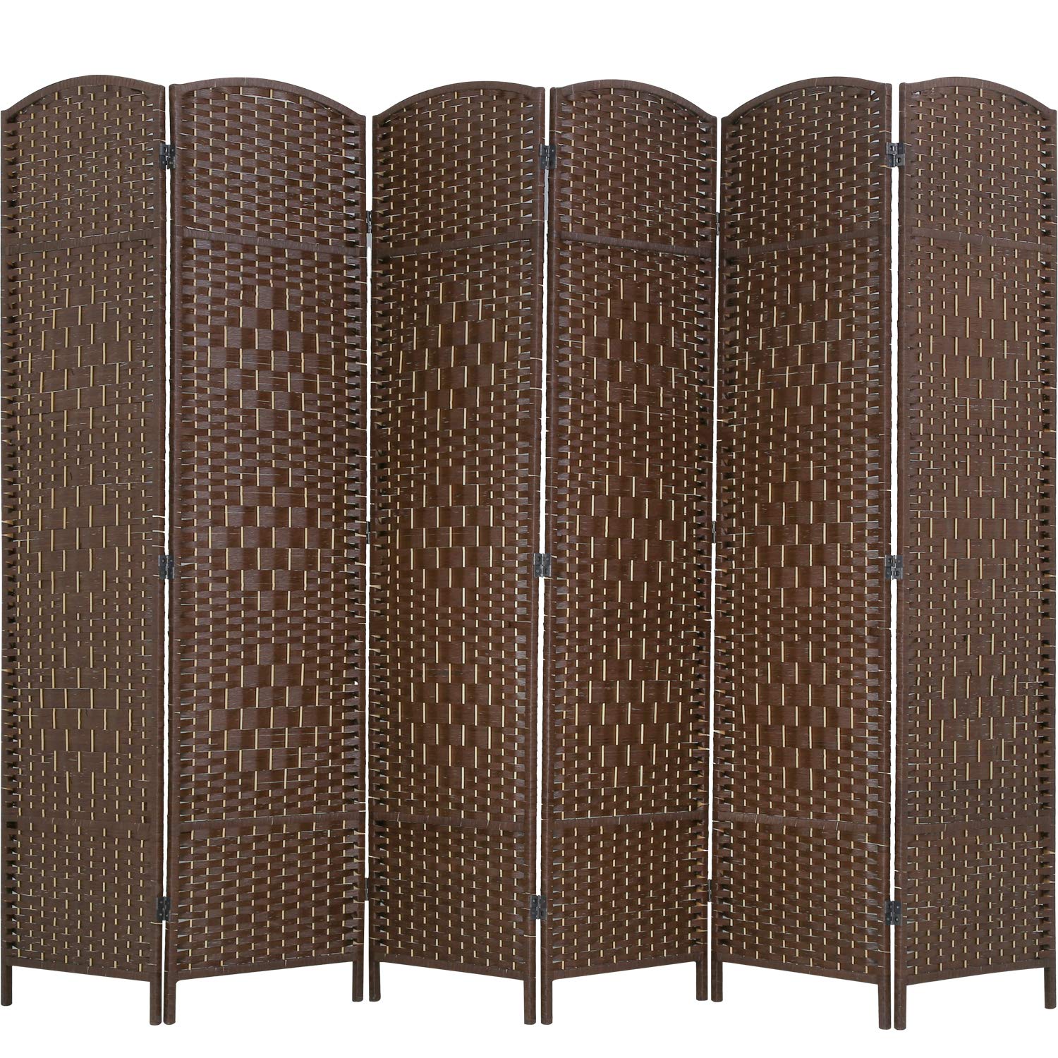 Photo 1 of Room Divider 6 Panel Folding Privacy Divider 6 Ft Indoor Wall Divider Portable Partition Wood Screen, Brown