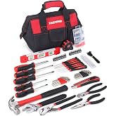 FASTPRO 215-Piece Home Repairing Tool Set with 12-Inch Bag, Red | Household Hand Tool Kit, Starter Tool Kit For Home Repair and Maintenance, Great for Gifts