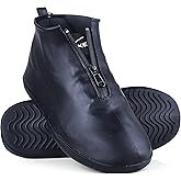 Waterproof Shoe Covers Slip-Resistant Overshoes Newly Upgraded and Latest Model for Men Women, Reusable Rain Boots for Outdoor, Cycling, Hiking, Work (Black, L (Women 8-10.5, Men 7-10))