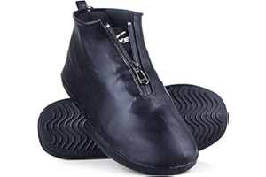 KUAIGUXI Waterproof Shoe Covers Slip-Resistant Overshoes Newly Upgraded and Latest Model for Men Women, Reusable Rain Boots for Outdoor, Cycling, Hiking, Work (Black, L (Women 8-10.5, Men 7-10))
