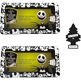 Nightmare Before Christmas License Plate Frames, 2-Pack with Air Freshener | Two plastic frames fit standard 12.5 x 6.5-inch license plates; one air freshener is included.