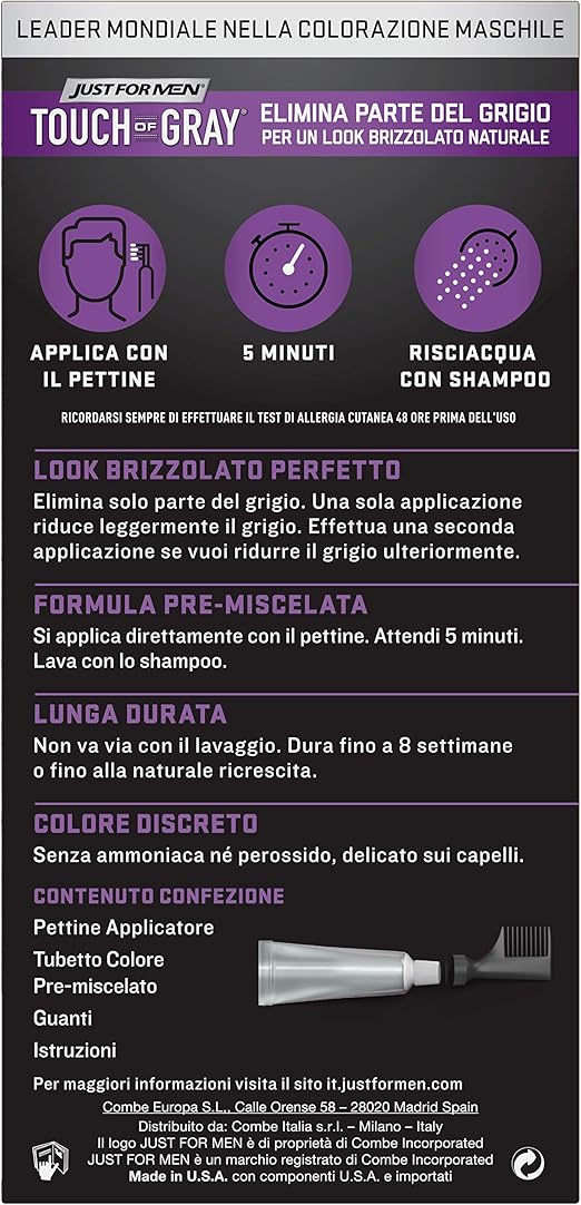 Just For Men Touch Of Grey Hair Colour Dark Brown T45 40g Packaging May Vary