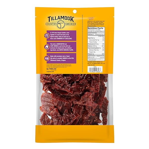 TILLAMOOK COUNTRY SMOKER REAL HARDWOOD SMOKED BEEF JERKY, SPICY & SWEET, 10 OUNCE
