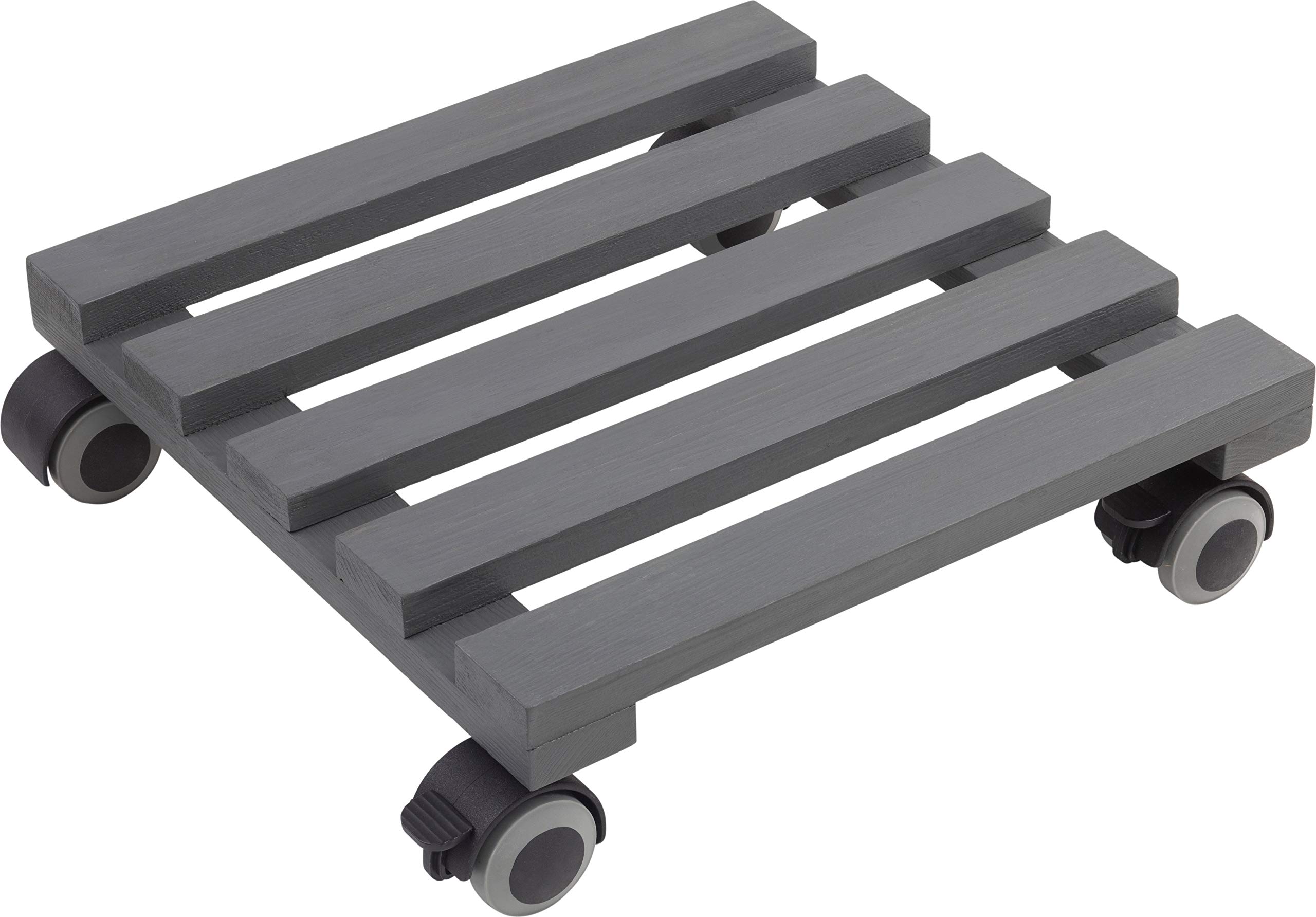 Metafranc Plant Roller 300 x 300 mm - 60 kg Load Capacity - Pine Plate - Grey - TPE Wheels with 2 Locks/Indoor Roller/Flower Roller/Transport Aid for Plants / 825260 Grey (Smooth)