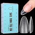 TOMICCA Almond Nail Tips - 450Pcs Double-sided Matte Gel Nail Tips, 15 Sizes Soft Full Cover Gel Nail Tips, False Gel Nail Tips for Nail Extensions