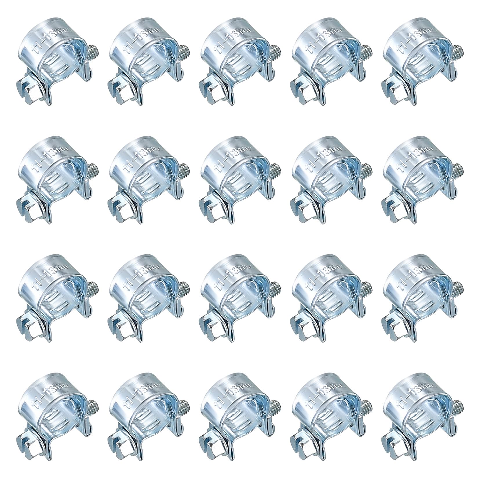 20 Pcs Mini Hose Pipe Clamps, Fuel Injection Hose Clamps, Adjustable Petrol Pipe Tube Hose Clips Clamps for Automobiles Water Pipe Plumbing Mechanical Application - 11-13mm
