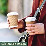 Zuvo 8oz Ripple Disposable Cups with Lids 30 Pack – Leak-Proof, Triple Wall view 5