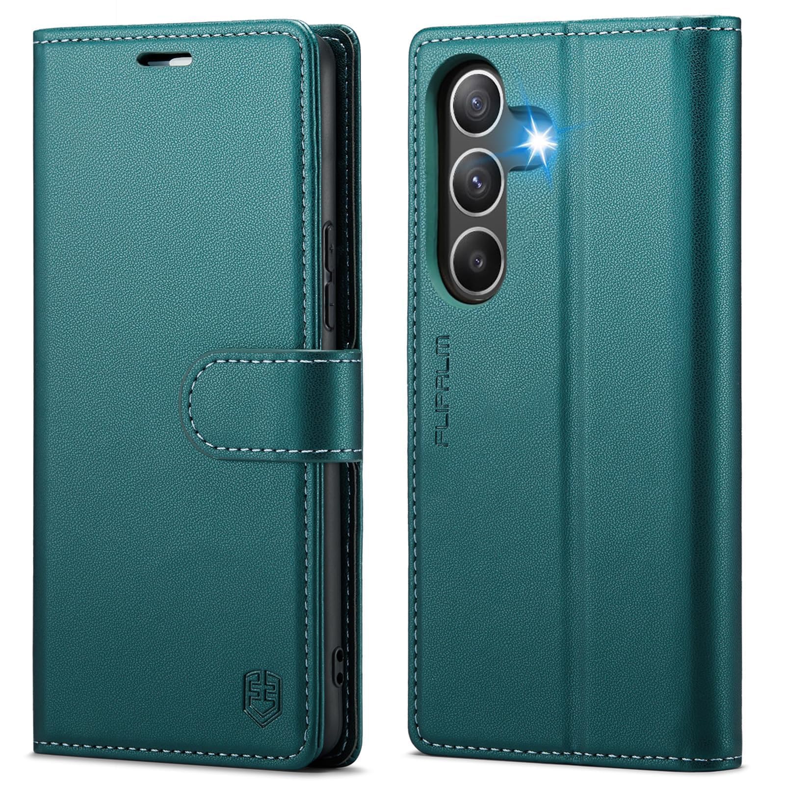 FLIPALM Wallet Case for Samsung Galaxy S26 6.3", RFID Blocking Credit Card Holder, PU Leather Folio Flip Kickstand Protective Shockproof Cover for Galaxy S26 (Green, Samsung Galaxy S26)
