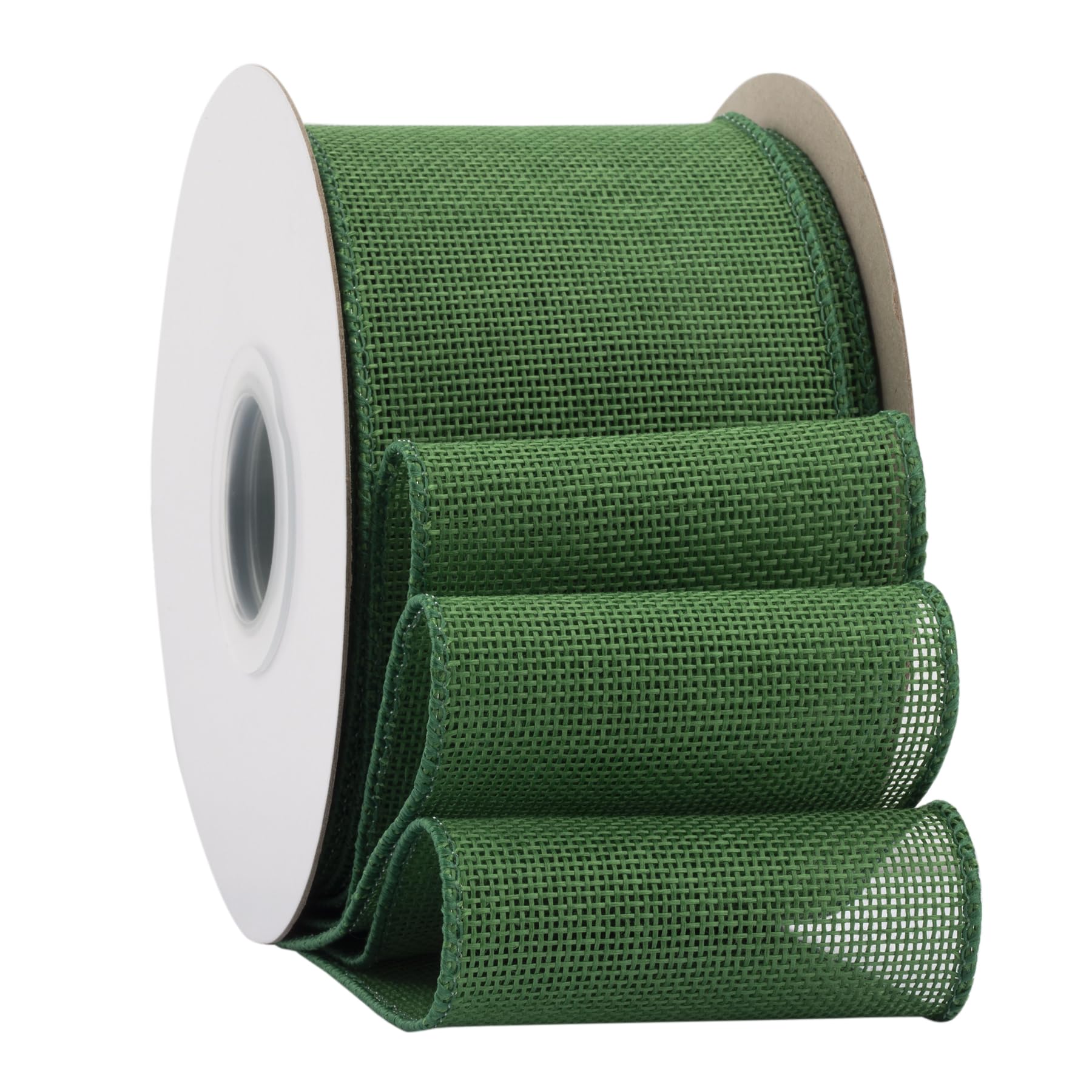 Ribbonitlux Forest Green Burlap Wired Ribbon, 75mm x 18 Meters, Wired Edge Burlap Ribbon for Gift Wrapping, Big Bow, Wreath, and Christmas Tree Decoration