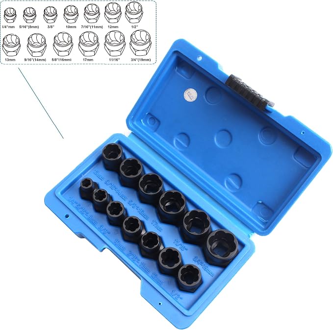 Tiardey 14-teiliges Muttern-Entferner-Set – Schlagbolzen-Extraktor, Mit Sechskant-Adapter, Für Schrauben & Muttern
