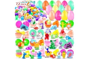 HOLILURE 72 Pack Prefilled Easter Eggs with Toys Inside, Plastic Easter Eggs Fillers with Toys Easter Party Favors Easter Basket Stuffers Easter Eggs Hunt Easter Basket Fillers Save Time Easter Gifts