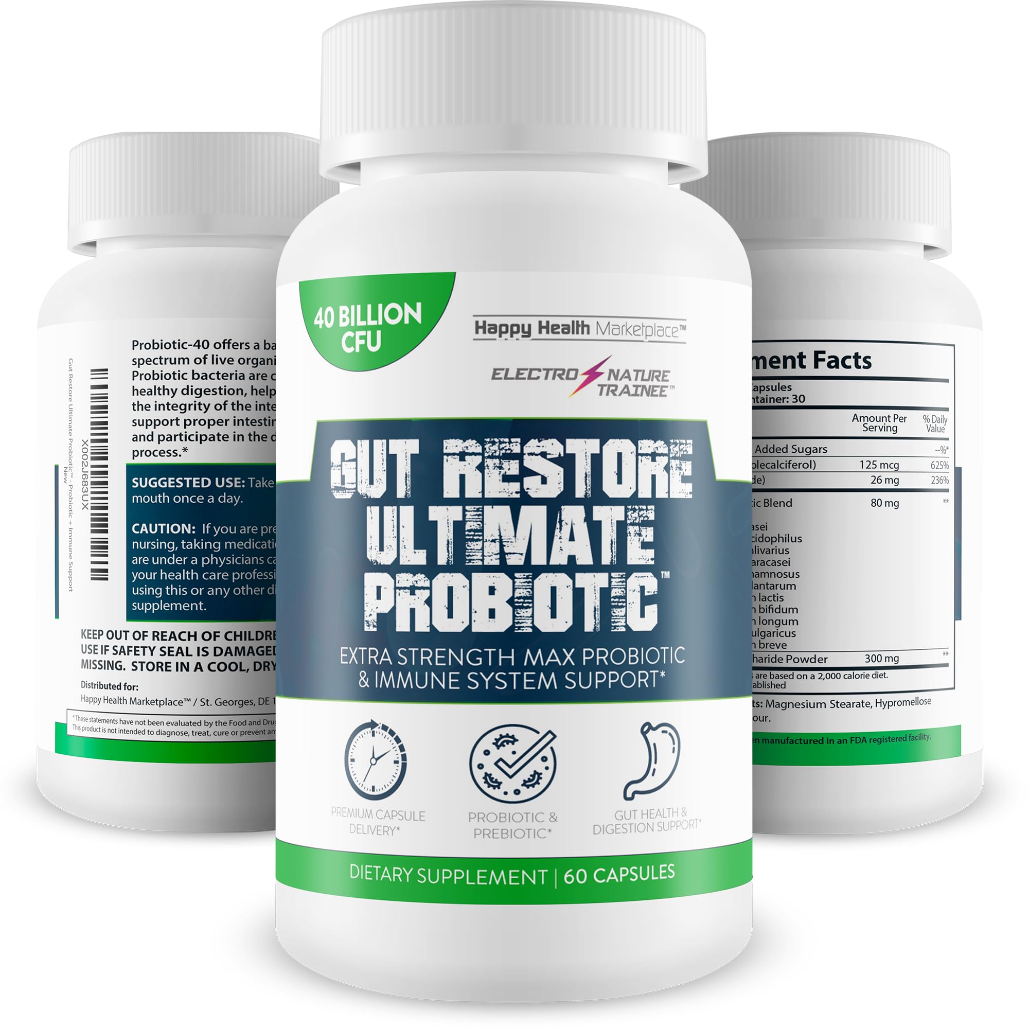 Gut Restore Ultimate Probiotic - Restore Your Health and Body Balance with Probiotics - Natural Immune Support - Balance Blood Health - Improved Energy - Improved Mood