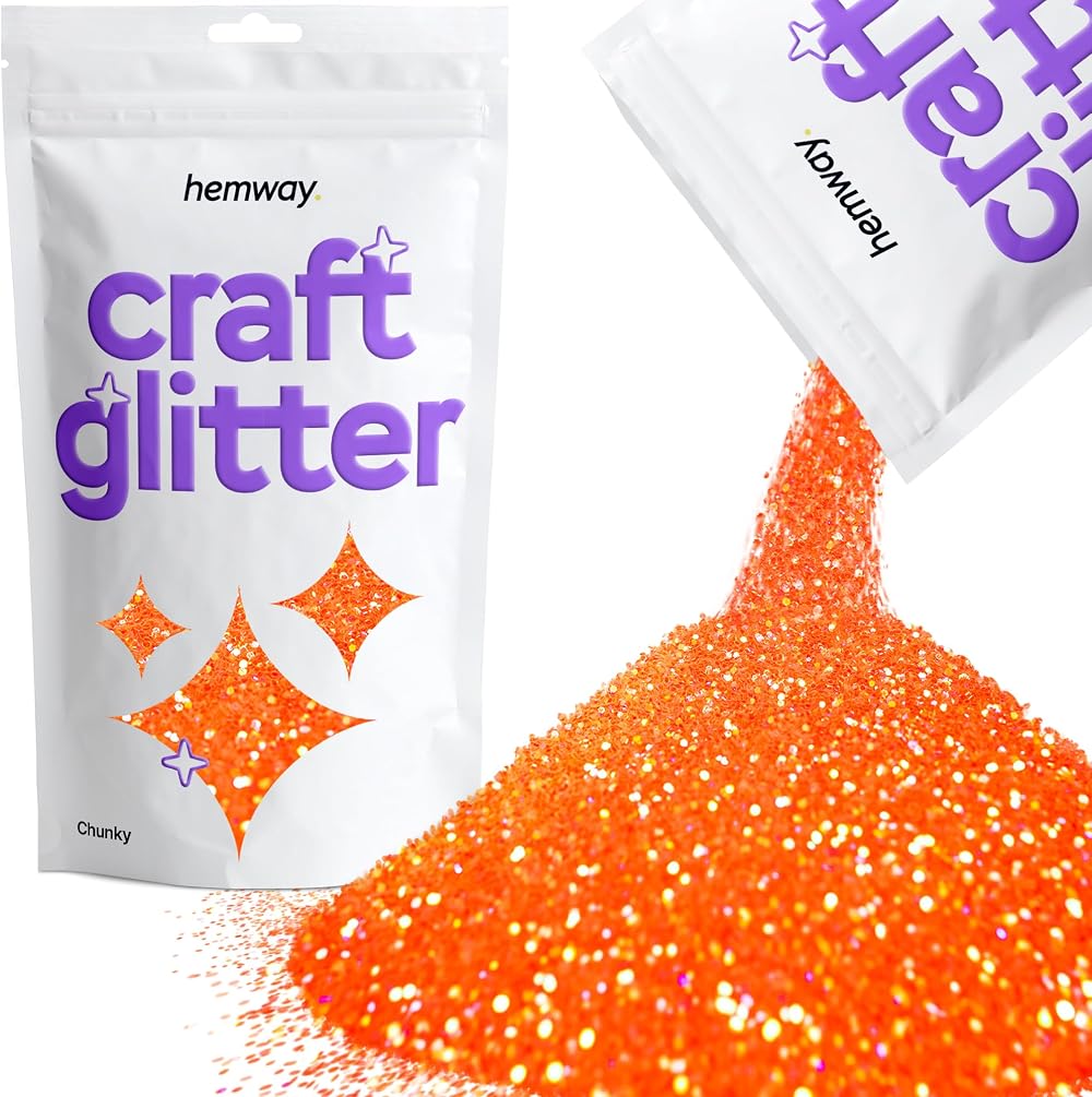 Hemway Fluorescent UV Neon Peach Glitter 100g Chunky Craft Resin Nail