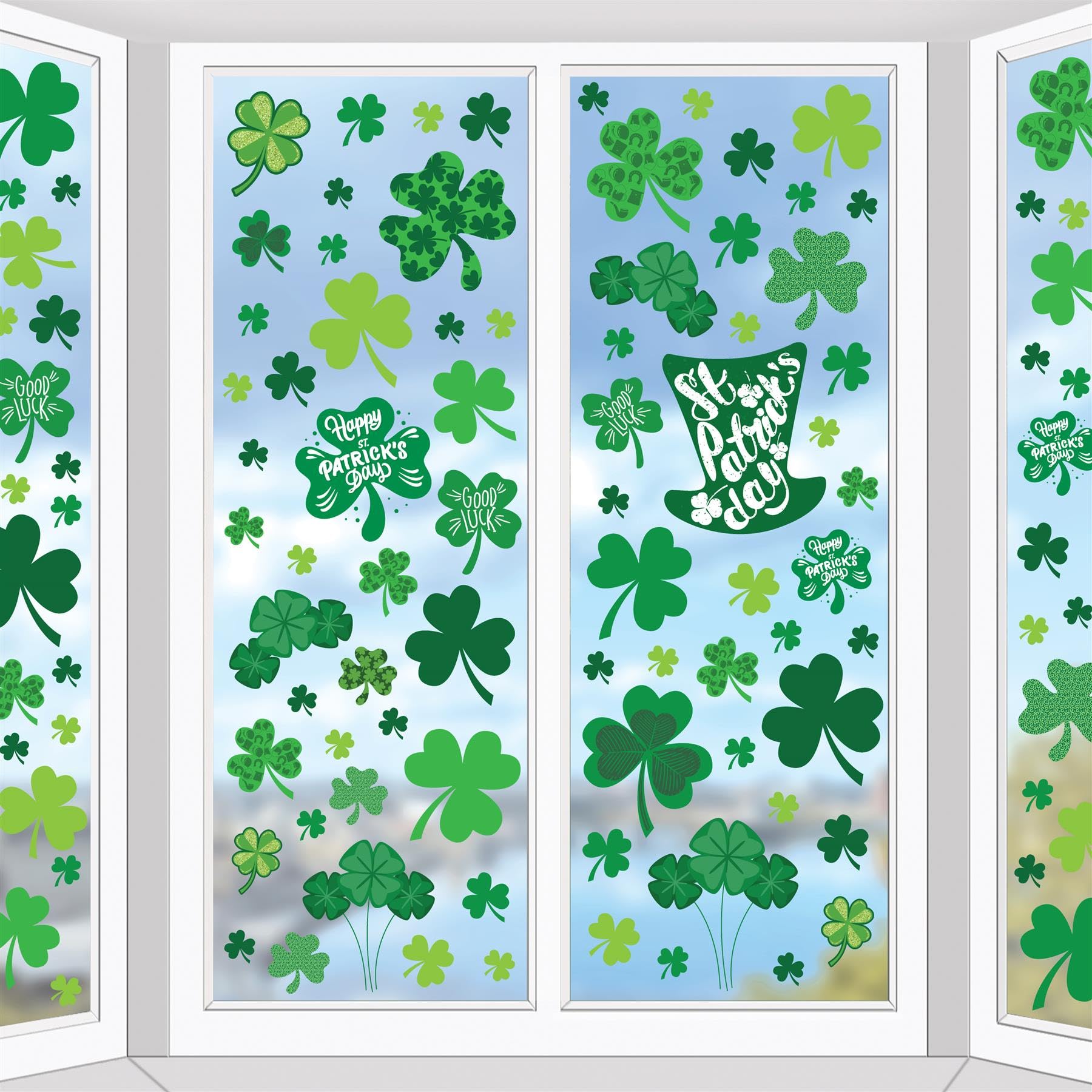 WALPLUS St Patricks Day Window Stickers Double Sided St Patrick Window Stickers Reusable St Pats Window Stickers Removable Spring Window Stickers St Patricks Day Decorations 114 PCS