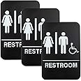 Excello Global Products Plastic Restroom Sign: Easy to Mount with Braille (ADA Compliant), Great for Business - 6"x9", Unisex, Handicap - Pack of 3