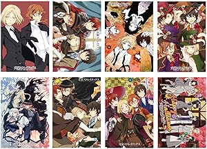 Toomilki Bungou Stray Dogs Posters Japanese Anime Poster Art Prints for Home Wall Decor, Set of 8 PCS, 11.5in x16.5in