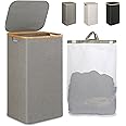iEGrow Laundry Hamper with Lid, 110L Large Laundry Hamper with Handle and Lid, Collapsible Clothes Basket Organizer with Removable Inner Bag for Clothes Toys Towels - Grey