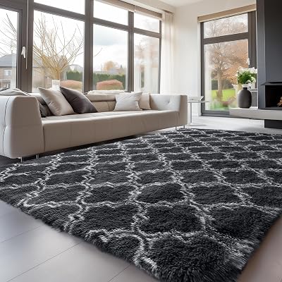 Sour Lemon 140x200cm Grey Shaggy Rug Soft Non Slip Large Living Room