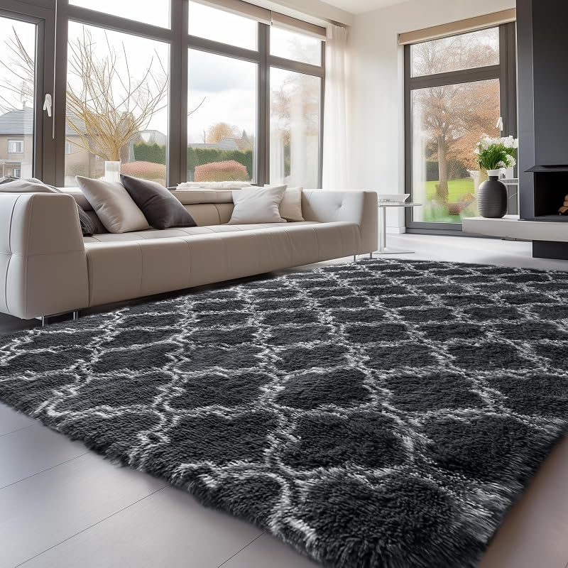 Sour Lemon 120x160 cm Grey Shaggy Rug Soft Anti Slip Large Carpet
