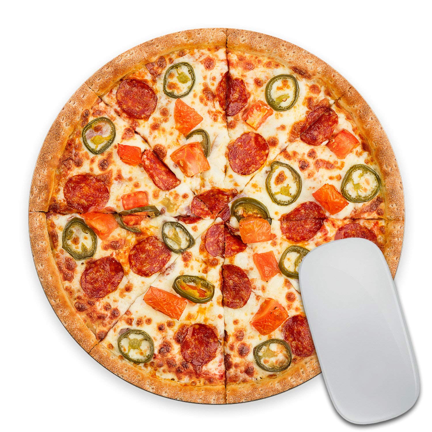 Wasach I Love Pizza - Circle Mouse Pad - Mousepad - Coworker Teacher Present Cheesy Pepperoni - Funny - Realistic - Food