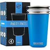 Real Deal Steel Party Pints: 16 oz Pint Cups, Stackable Tumblers, Eco Friendly Premium Metal Drinking Glasses