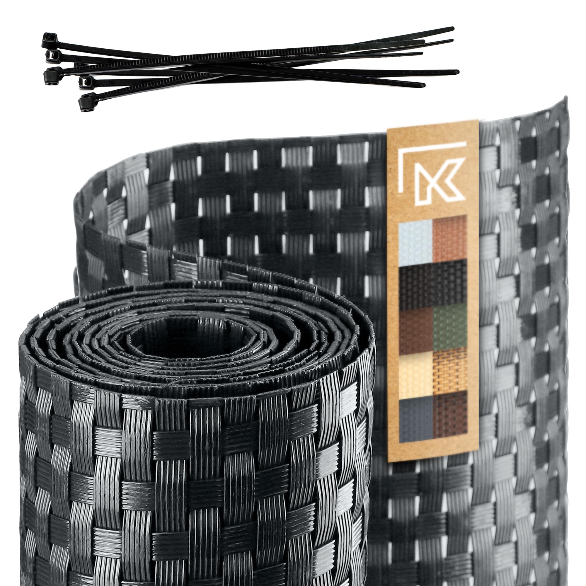 KADAX Fence Tape, Synthetic Rattan Tape in Several Colours, Weatherproof Privacy Screen Strips for Garden, Balcony, Terrace, Durable Fence Screen (19 x 255 cm, Anthracite)