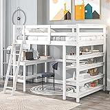 BIADNBZ Full Size Loft Bed with Desk and