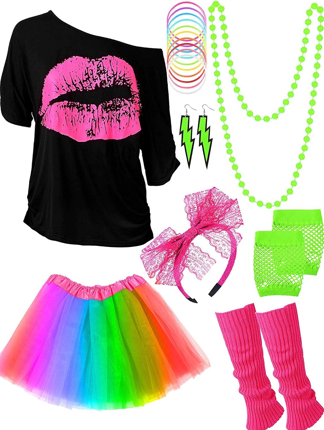 Women's 80s Costume Accessories Set
