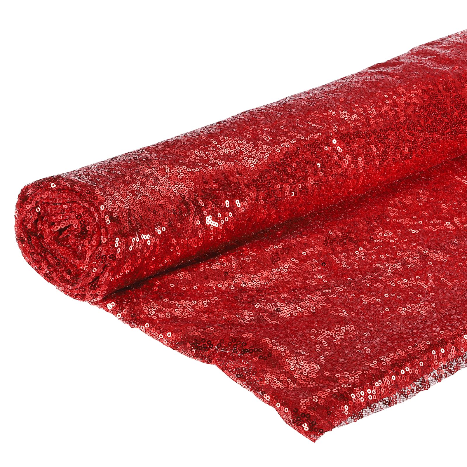 DMiotech 4 Yard Red Sequin Fabric Sparkly Iridescent Bling Mesh 5ft Width for DIY Sewing Tablecloth Backdrop Clothes Dress