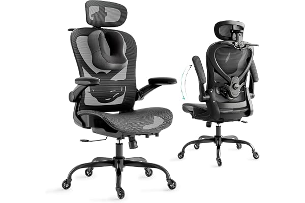 LarkLeaves Cadeira Escritorio com Travesseiro para Pescoço e Encosto de Cabeça 3D, Cadeira Ergonomica com Cabide e Rodas de B