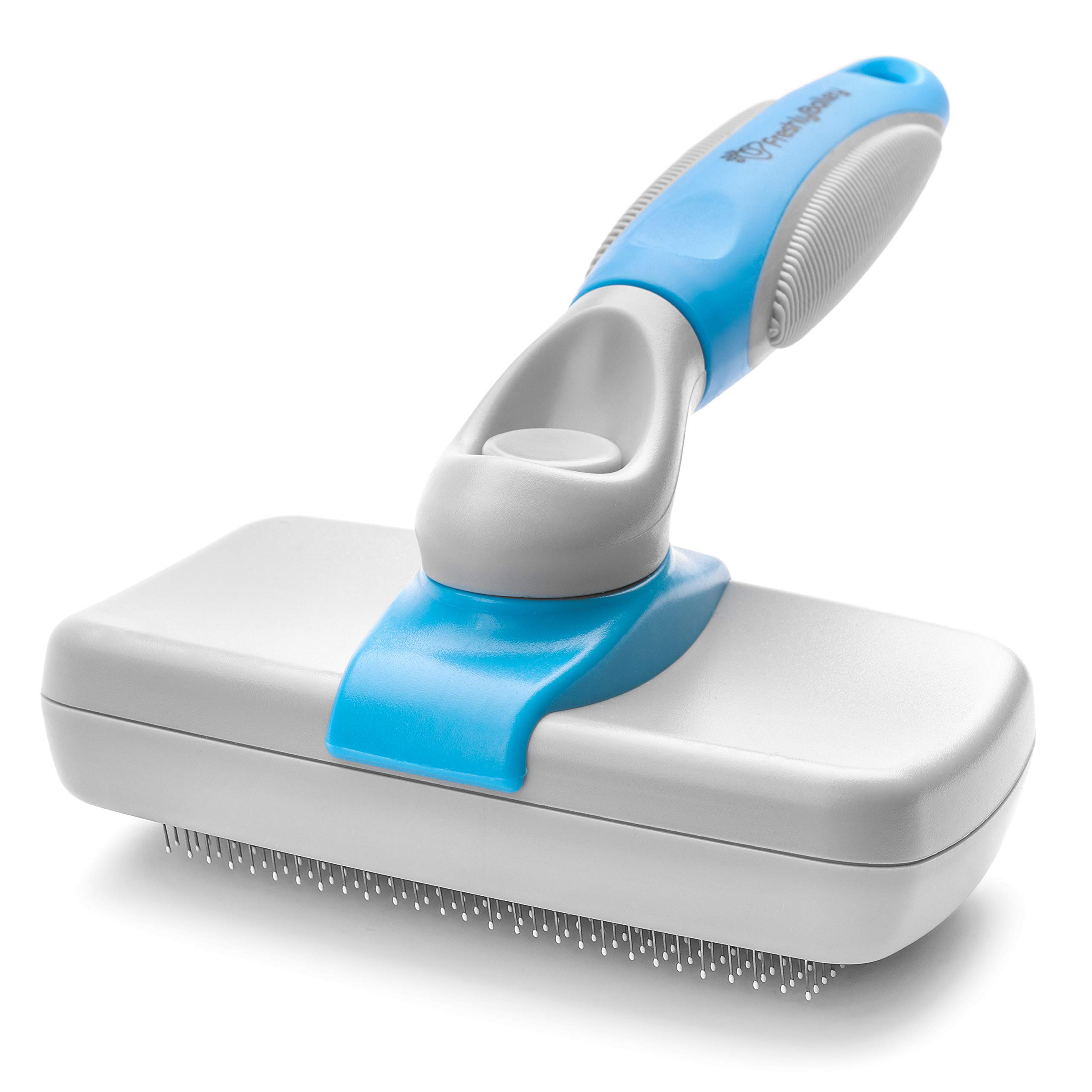 Photo 1 of Freshly Bailey Self Cleaning Slicker Brush for Dogs and Cats - Hair Brush for Medium to Long-haired Pets - Effective, Comfortable, and Easy to Clean - White and Blue