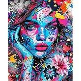 5D Diamond Painting Kits for Adults, Colorful Girl Full Drill Round Diamond Cross Stitch Flower Women Diamond Painting by Number Rhinestone Embroidery Arts Craft Unique Style for Home Decor 12x16 inch