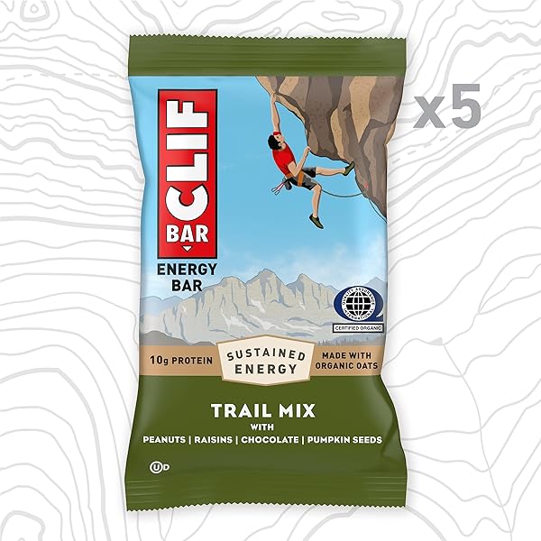 CLIF BAR – ENERGY PROTEIN BARS – TRAIL MIX – MADE WITH ORGANIC OATS – ENERGY BARS – NON-GMO – (5 PACK)