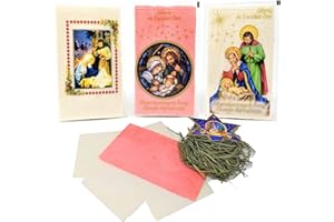 IMPORTER AM Set of 12 Traditional Large Polish White Christmas Wafers with Hay (Oplatki, Sianko) White w/Pink