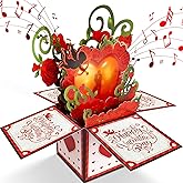 FITMITE Valentines Day Card, LIGHT & Romantic MUSIC Valentines Gift for Her Him Couple, Pop up Happy Valentine's Card (Red)