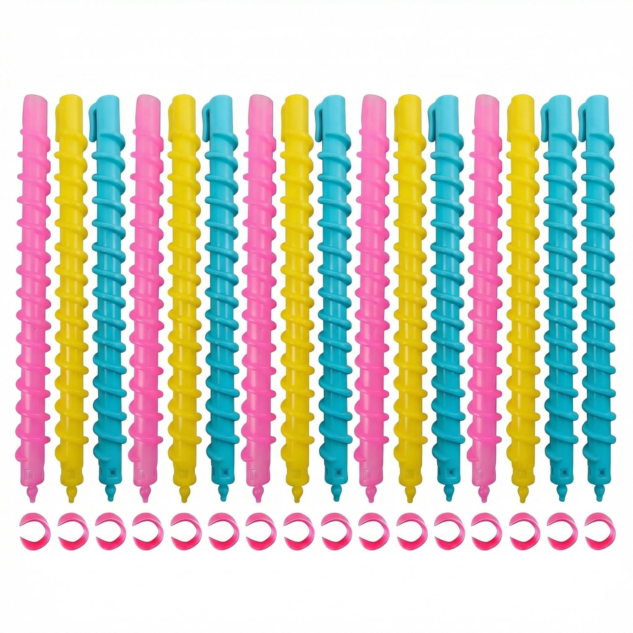ericotry 18Pcs Plastic Spiral Hair Perm Rod Spiral Rod Barber Hairdressing Styling Curling Perm Rod Hair Rollers Salon Tools for Women Girls