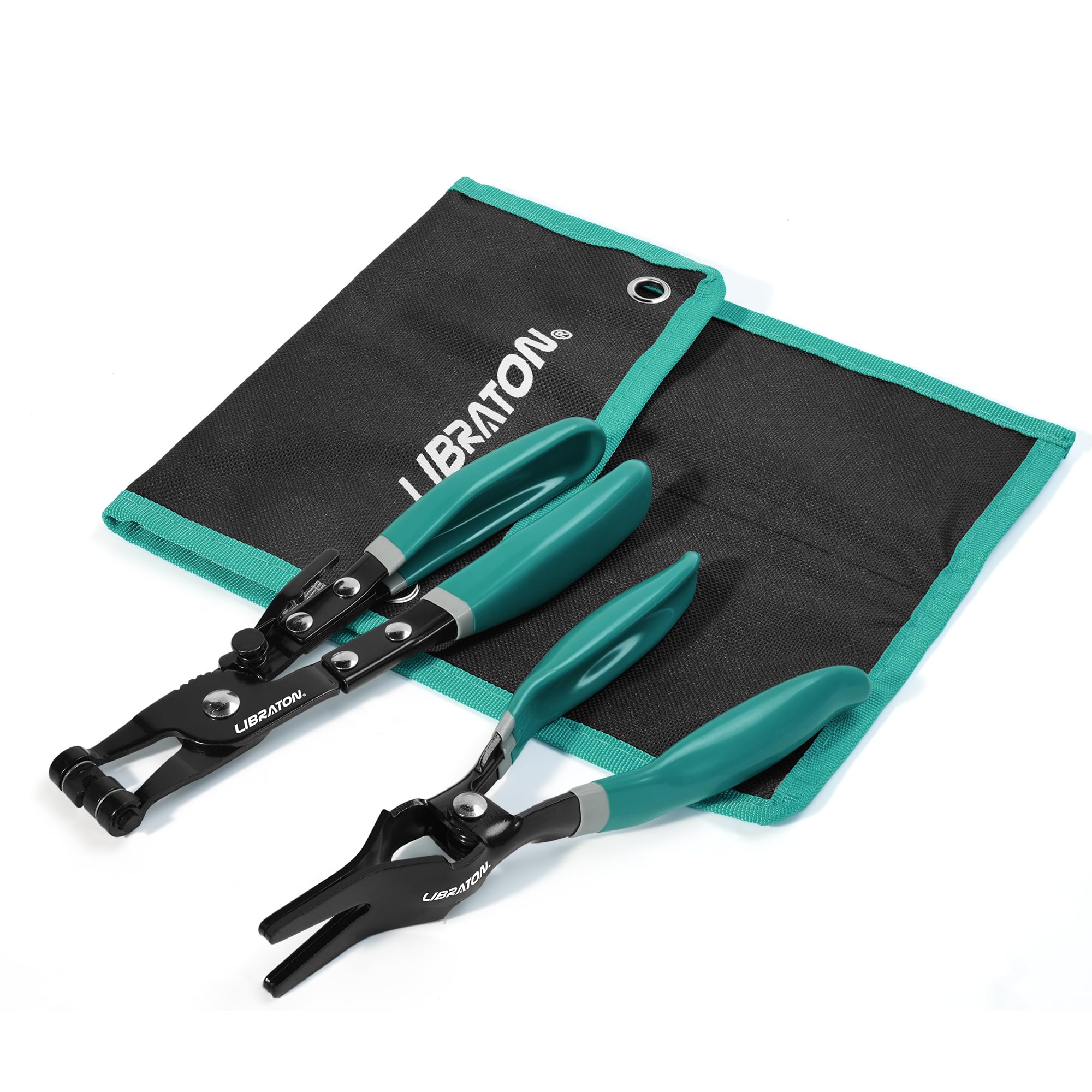 LIBRATON 2PCS Hose Clamp Tool Set, with Clamp Pliers, Remover Pliers, Storage Pouch - Swivel for Removal and Installation