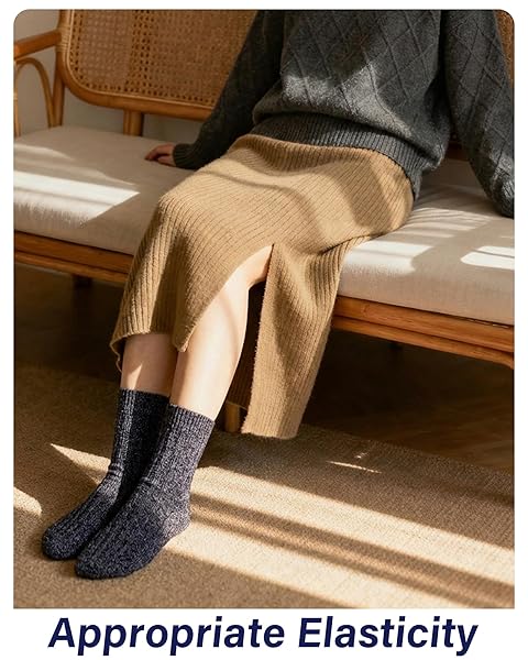 LORITTA WOOL SOCKS FOR WOMEN WARM WINTER SOCKS KNIT CREW CALF HIKING BOOT SOCK STOCKING STUFFERS GIFTS,COLOR SOLID STYLE