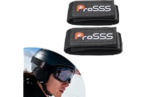 ProSSS Ski Helmet Goggle Strap Retainer, Adjustable Hook & Loop Clip with 3M Adhesive, Fits 1.5”-2.75” Straps, 2 Pack